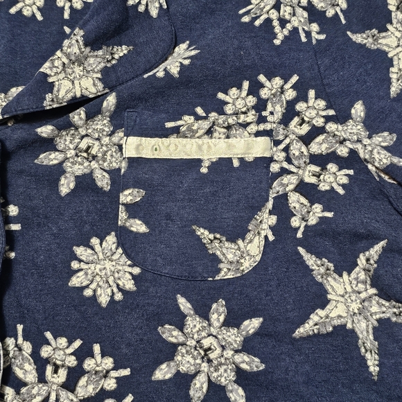 Soma Long Sleeve Button Up Snowflakes Top Bottom Pijama Set XL - Picture 3 of 11